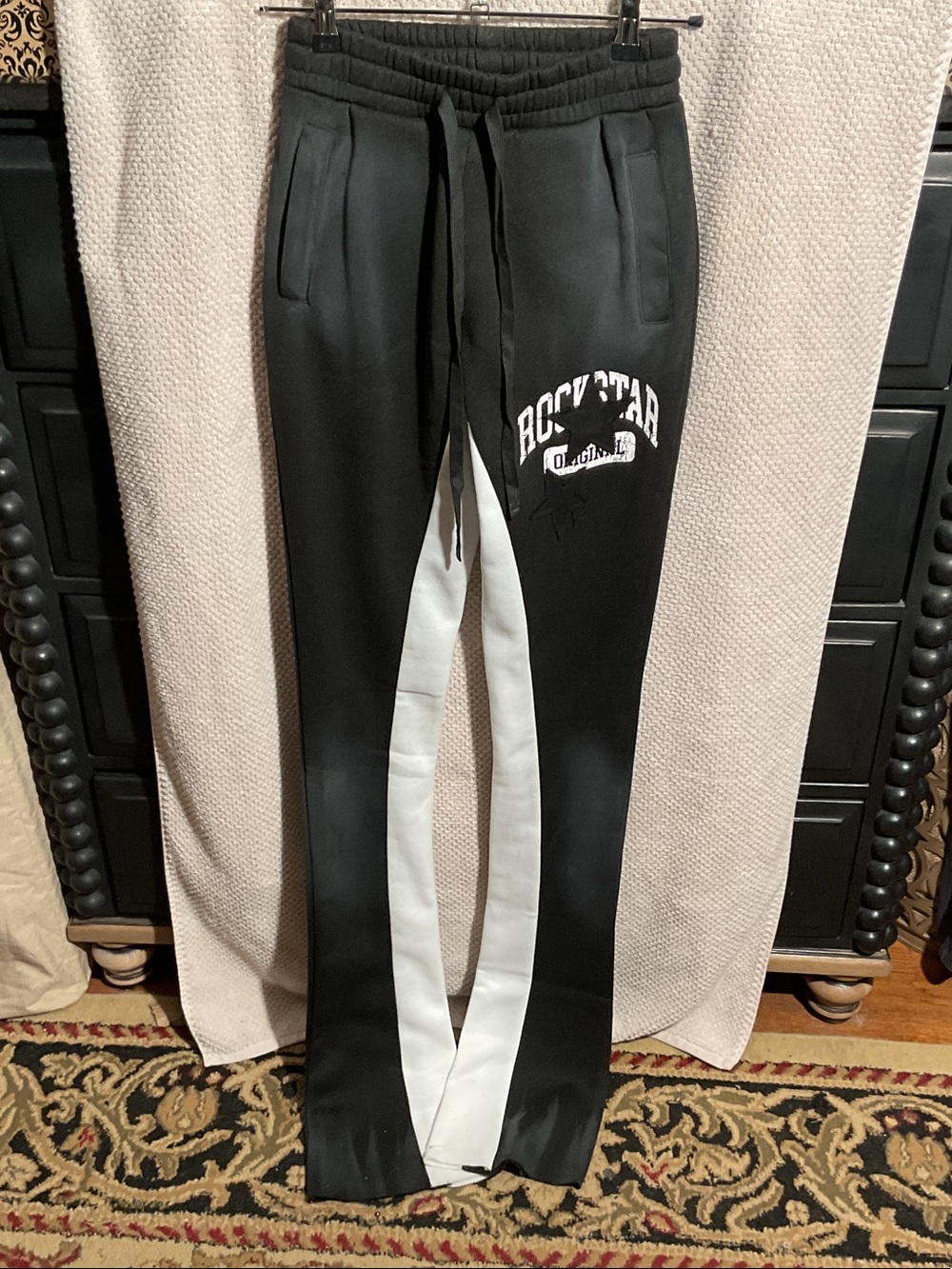 Black & White Women's Track Joggers with Side Panel Logo